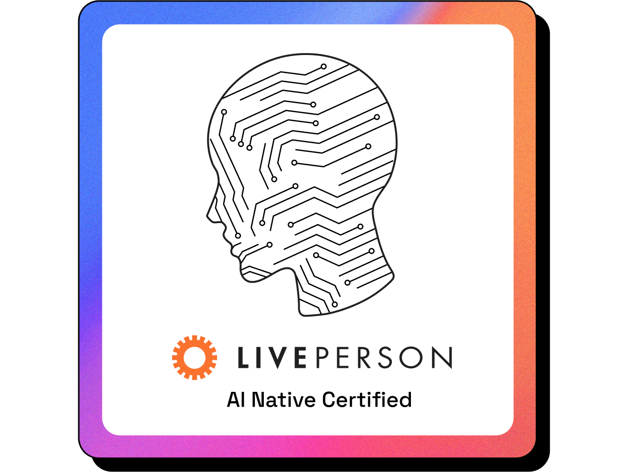 Certification badge symbolizing neural networks + human intelligence