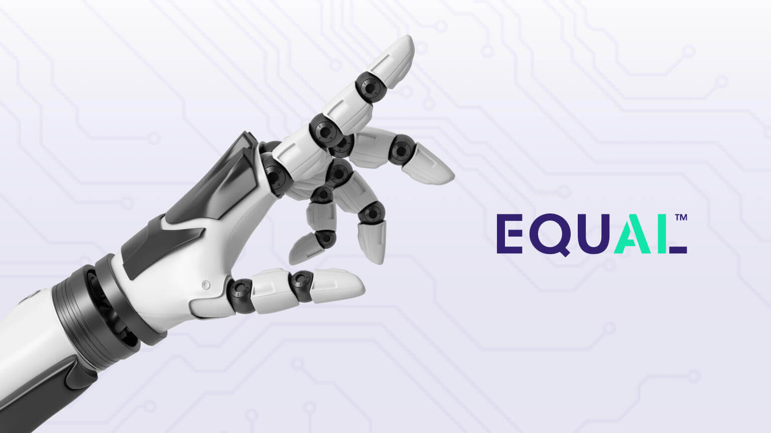 AI chatbot robot hand next to EqualAI logo