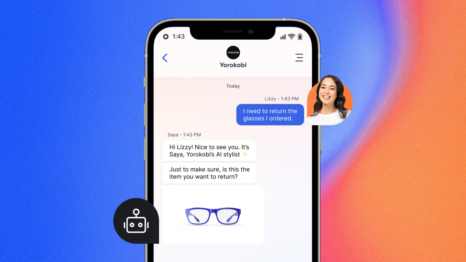 Conversational AI platform example of messaging with an AI chatbot