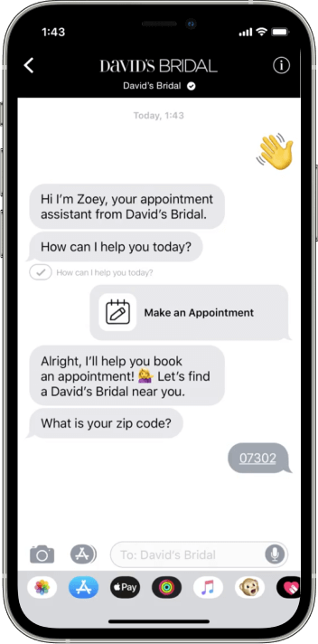 Customer booking appointment via messaging