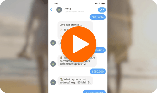 Video icon to play Life insurance chatbot video.