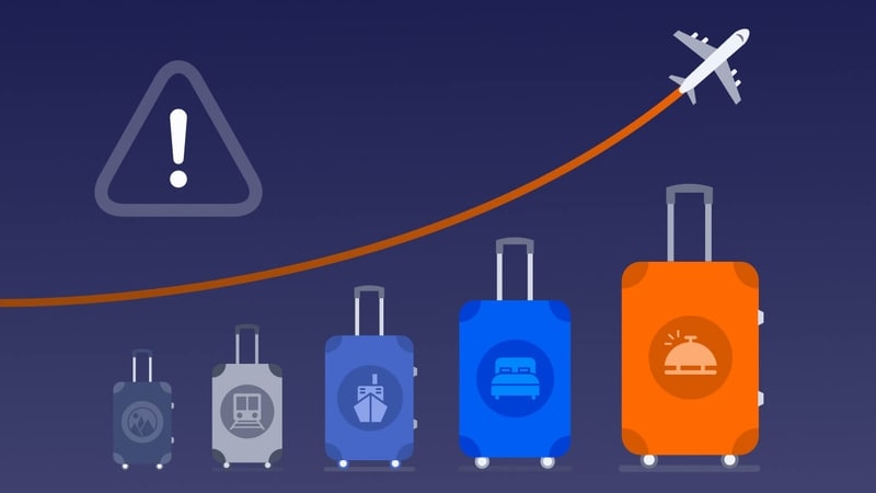 illustration of suitcases increasing during travel surge