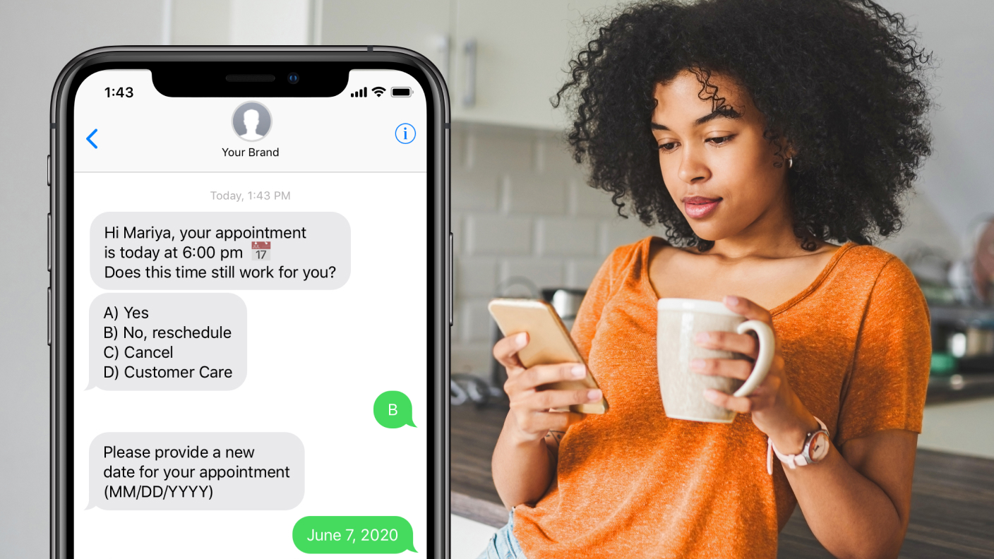 proactive customer engagement with a texted appointment confirmation