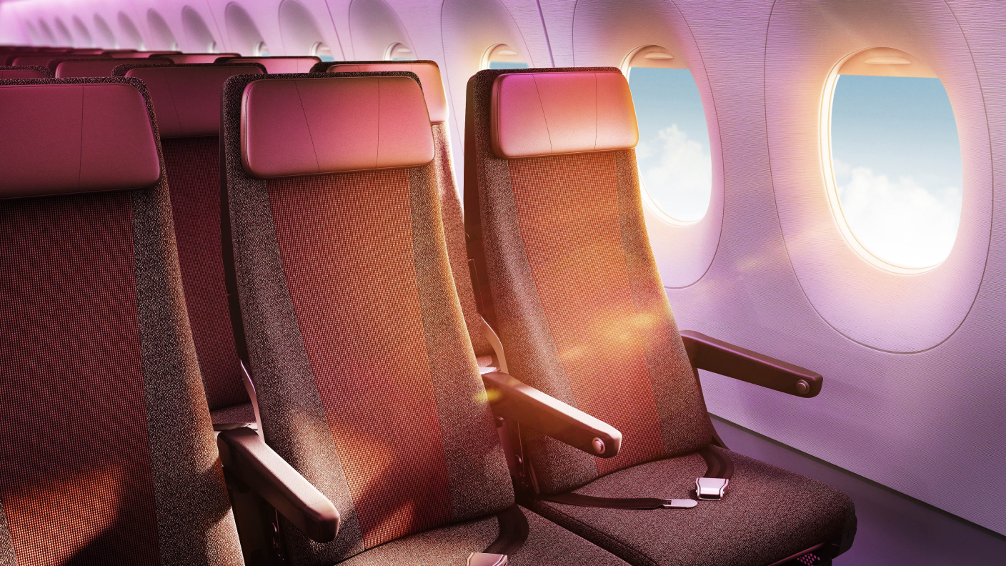 airplane seats glowing, indicating customer experience transformation