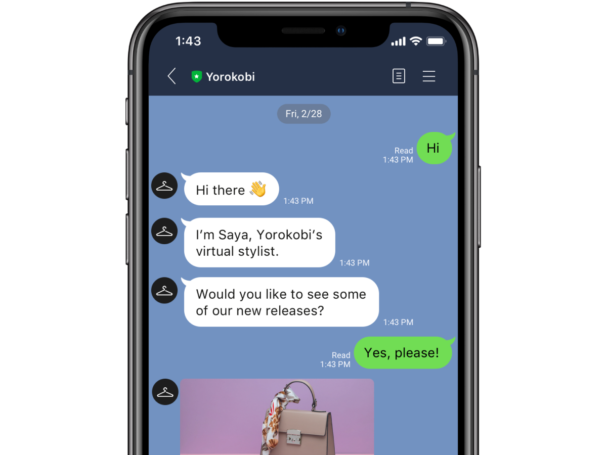 Example of conversation built using LINE messaging API