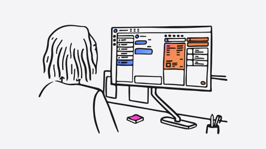 Illustration of a person viewing their desktop