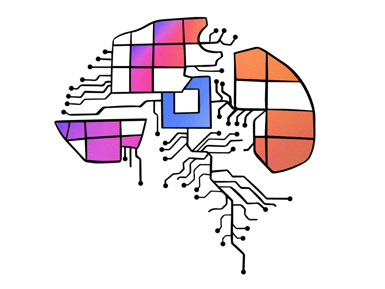 illustration of AI brain for our omnichannel customer messaging platform that works across multiple messaging channels