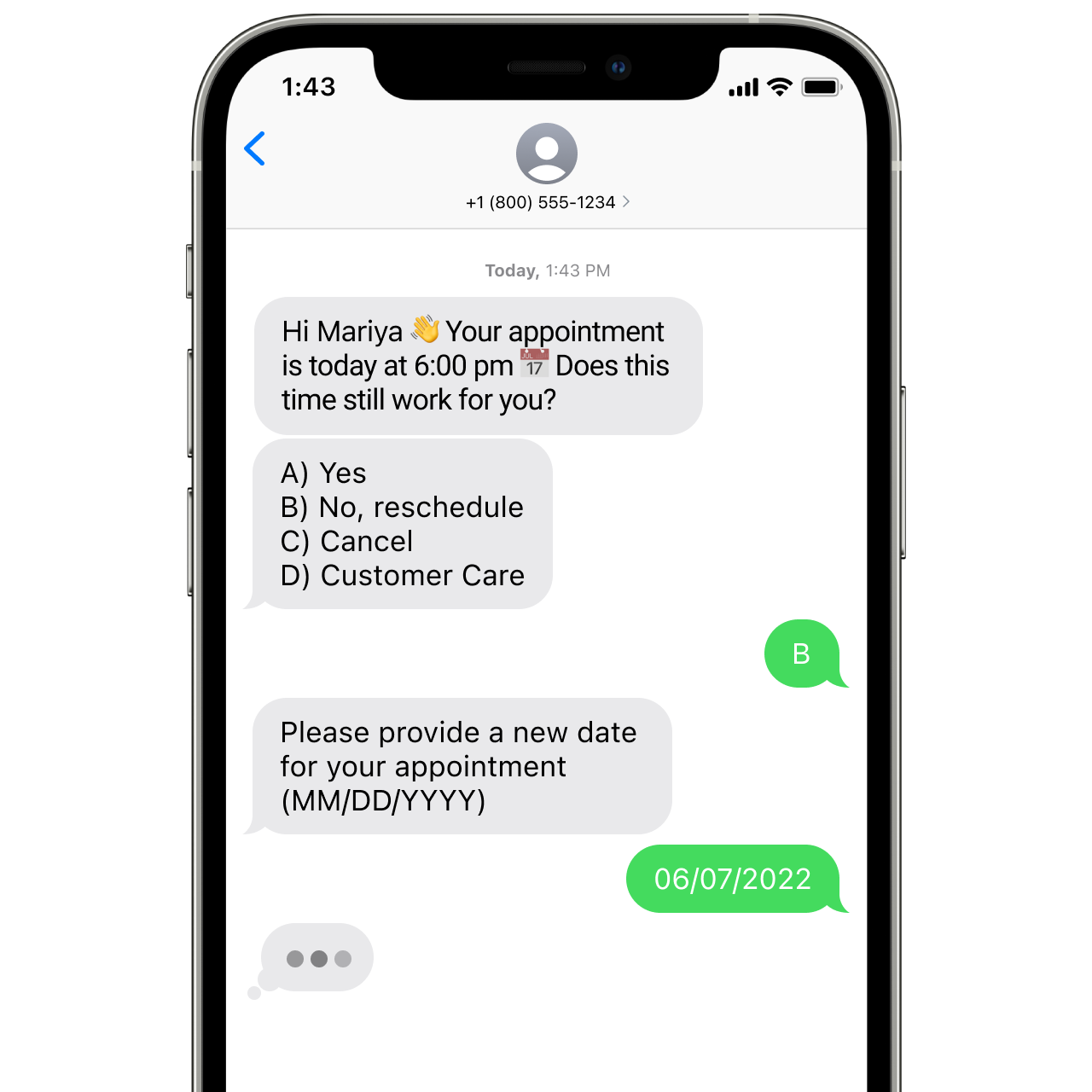 business texting conversation via SMS