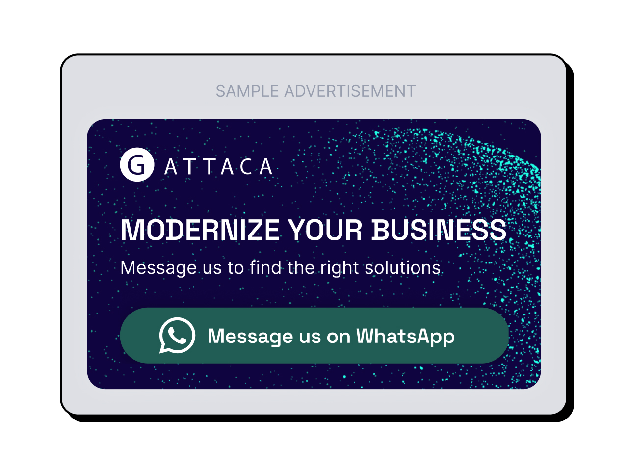 Sample ad with call to action to start WhatsApp conversations, powered by our WhatsApp Business API integration