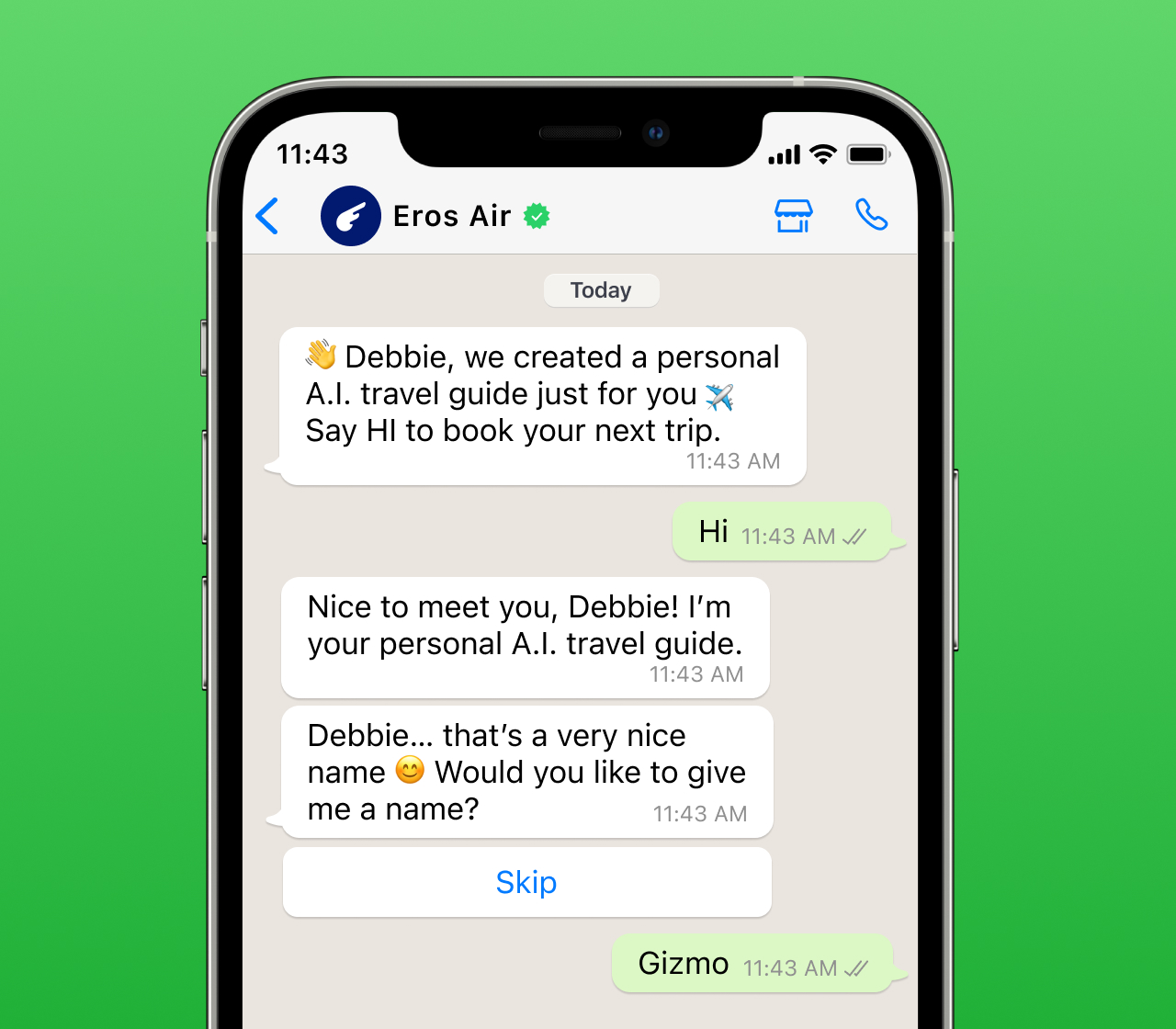 Customer messaging travel brand WhatsApp chatbot