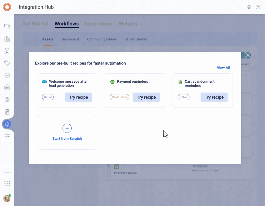 Integration Hub animation with Workato use cases to build a more connected digital experience