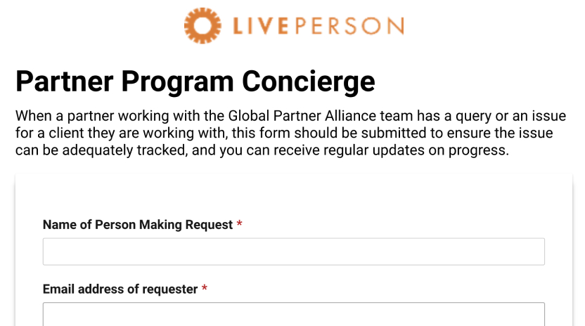 LivePerson partner program concierge screenshot