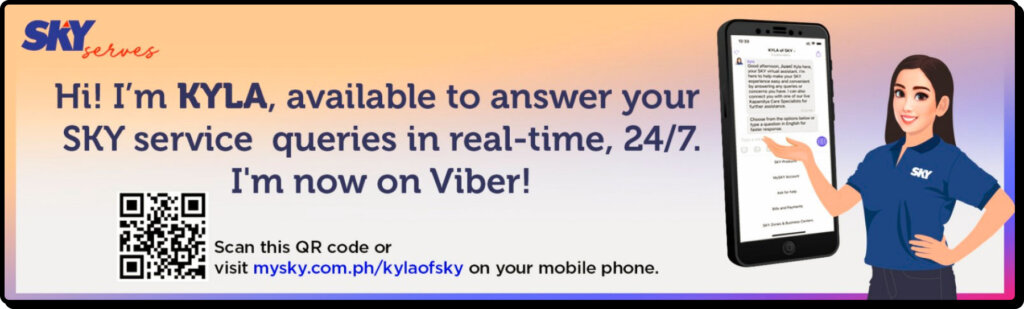 ad for Kyla, SKY's virtual agent that provides excellent customer service