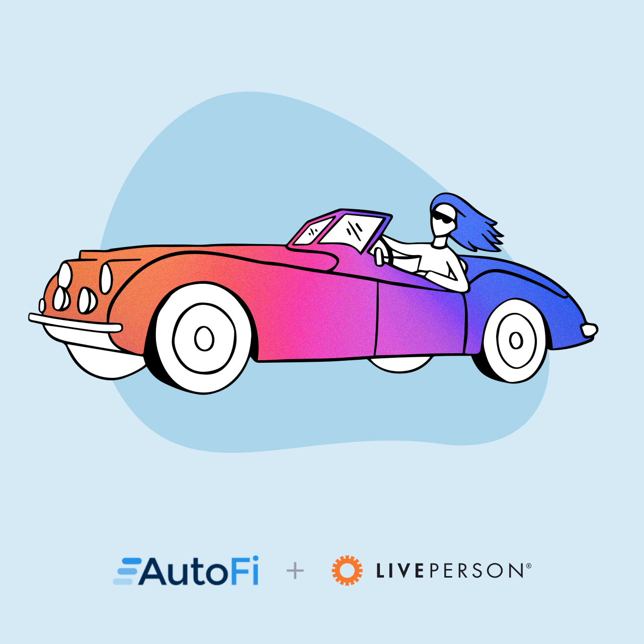 woman driving car with AutoFi and LivePerson logos