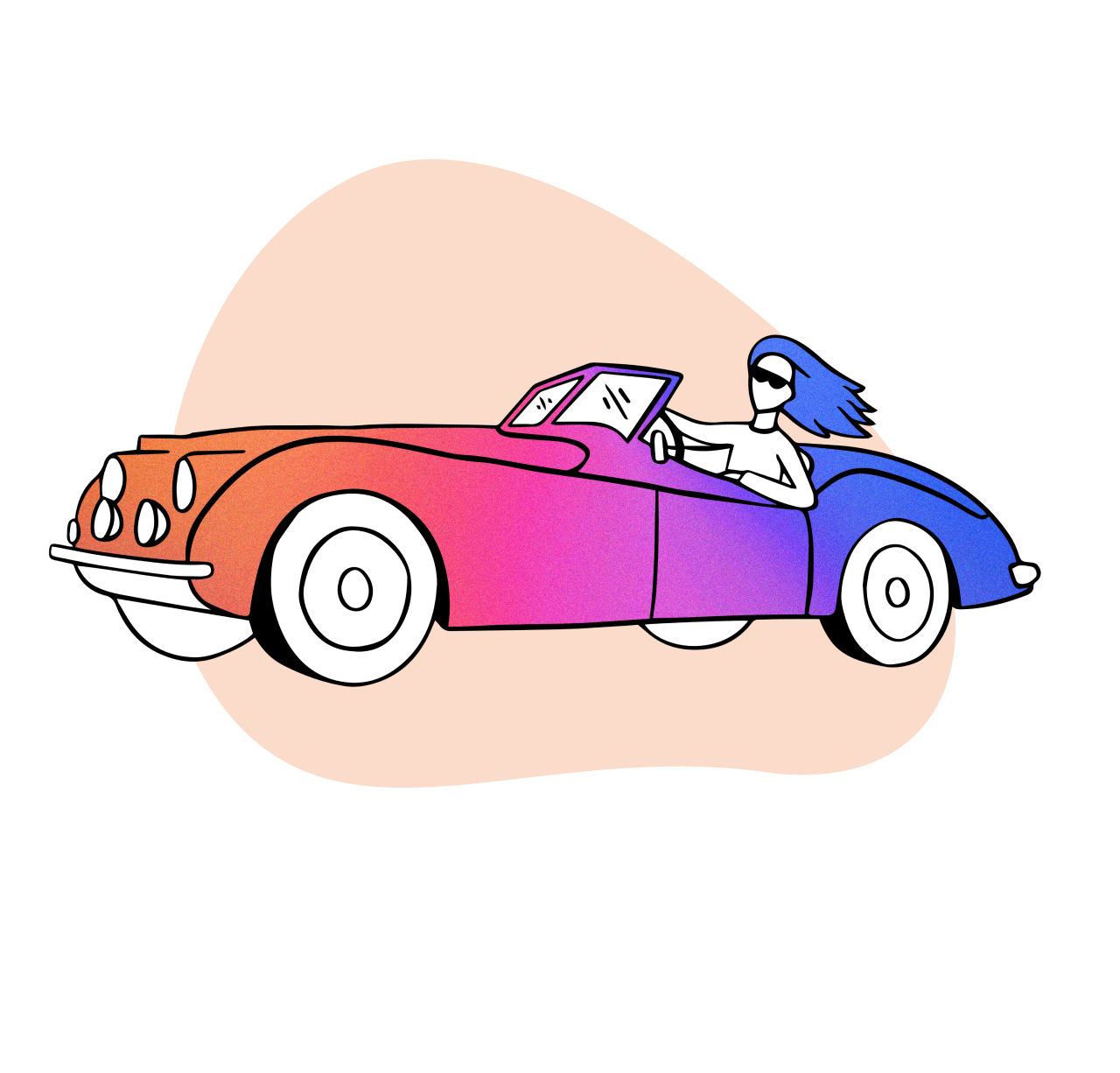 illustration of woman driving a car