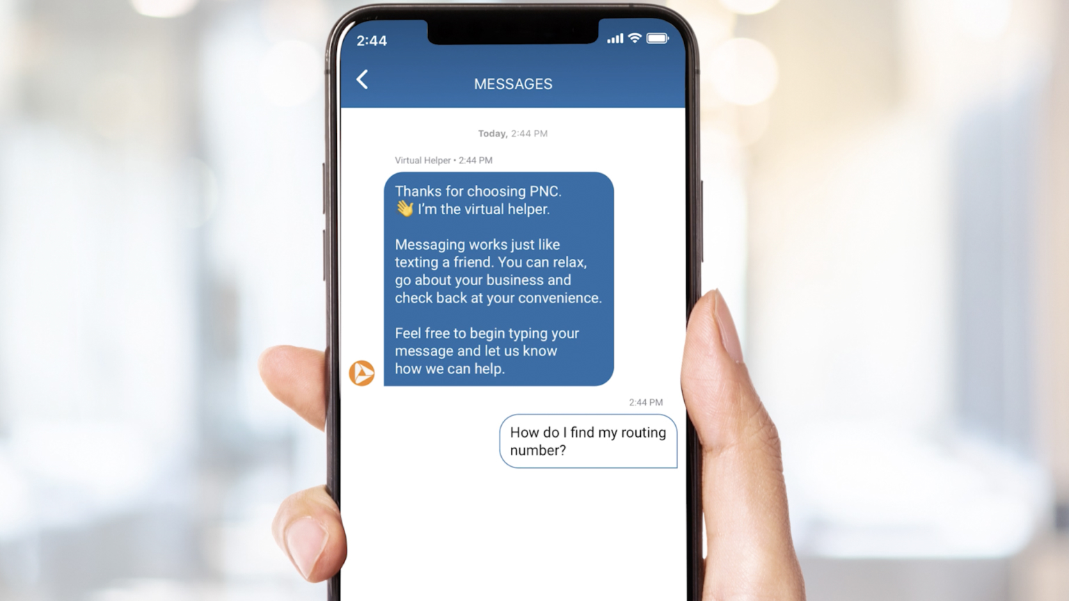 Example of in-app messaging on a banking app