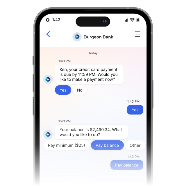 financial services chatbot conversation example of using Conversational AI in financial services
