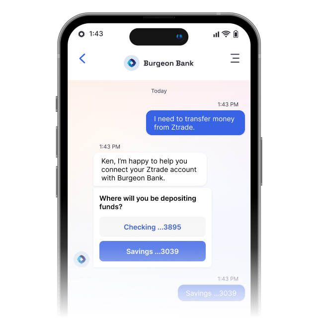 example of a financial services chatbot supporting customer queries