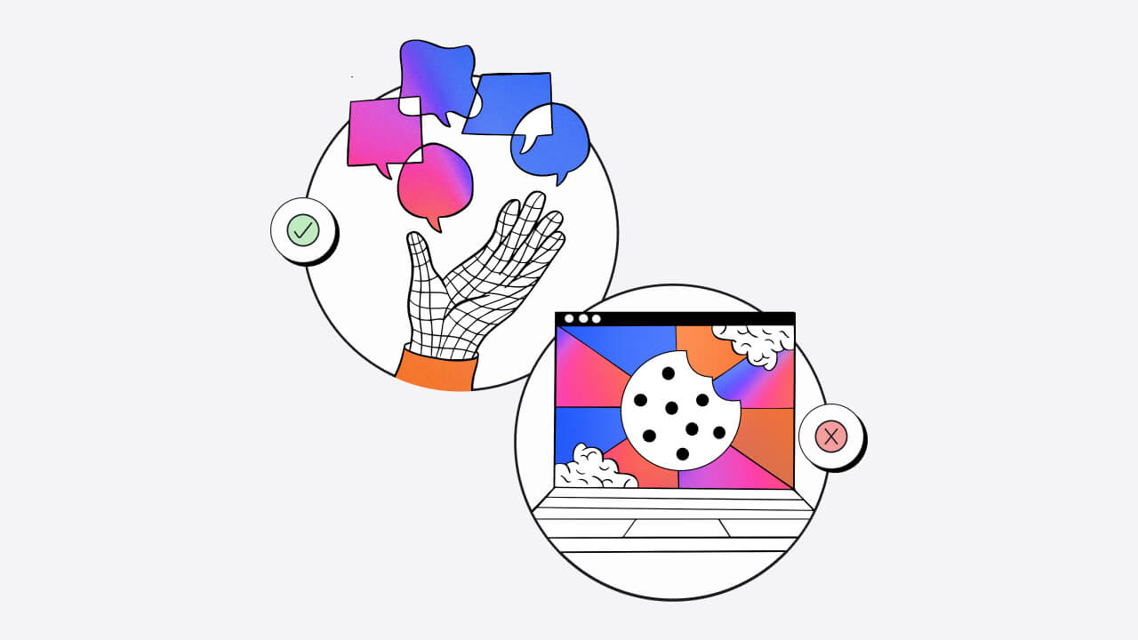 illustration that shows people prefer digital customer engagements, not cookie tracking to share information