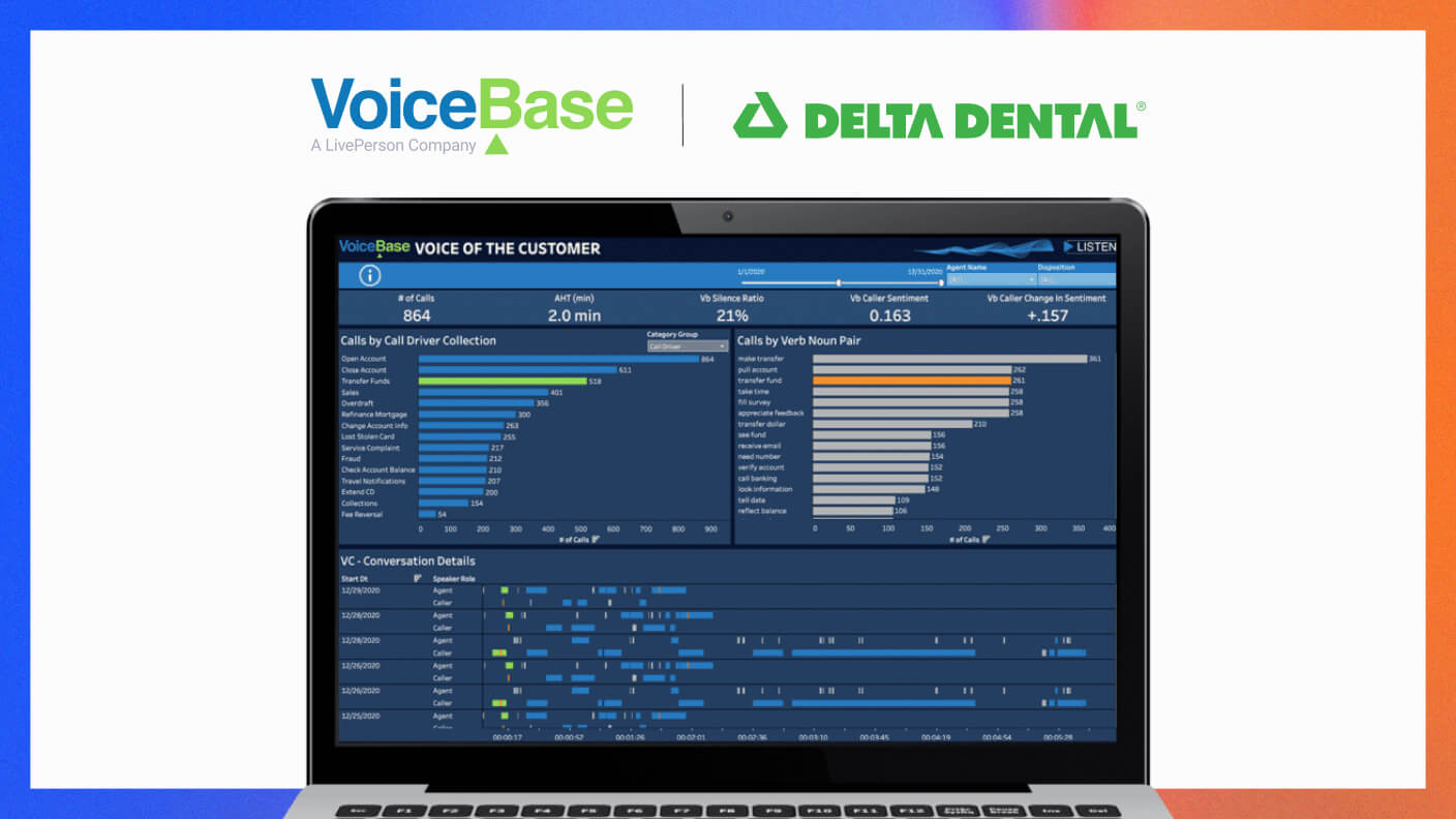 LivePerson + Delta Dental logos for their case study on using voice analytics software