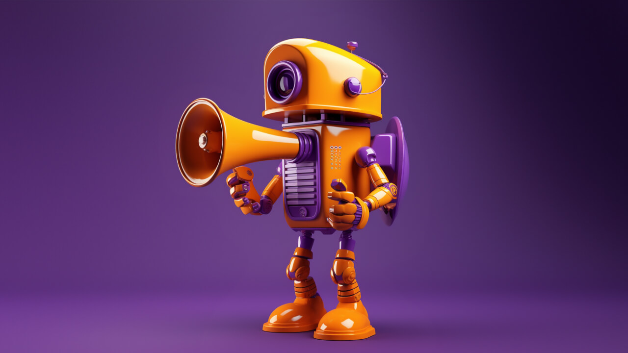 automated voice messages illustrated with a robot automated attendant