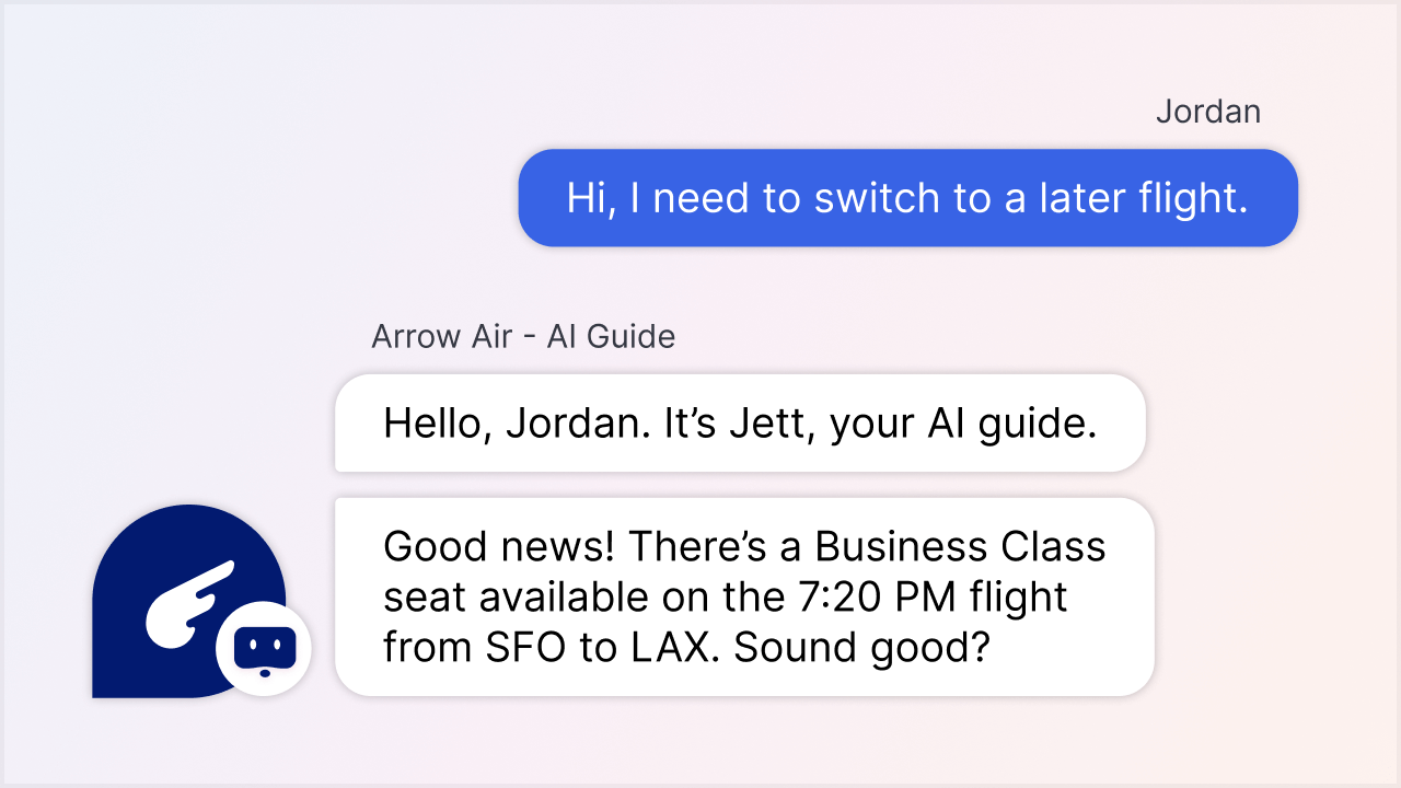 example of AI chatbot built with LivePerson's artificial intelligence chatbot platform, helping rebook a flight