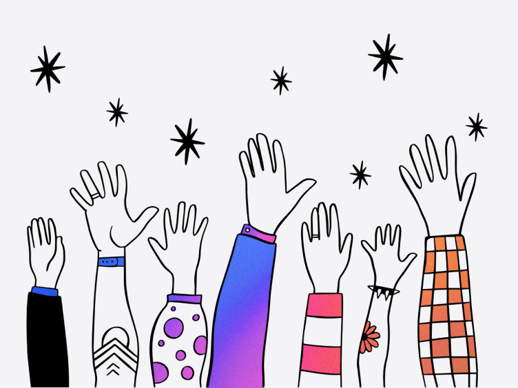 Hands in the air, reaching for stars, symbolizing LivePerson's work in diversity and equality