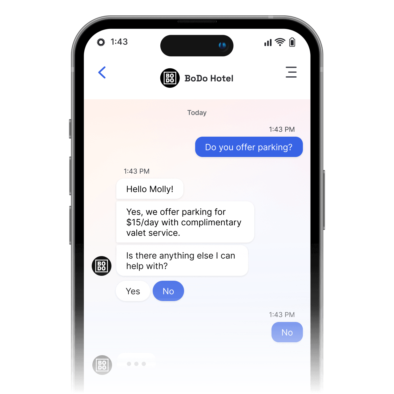 example of how conversational design can improve the guest experience with artificial intelligence