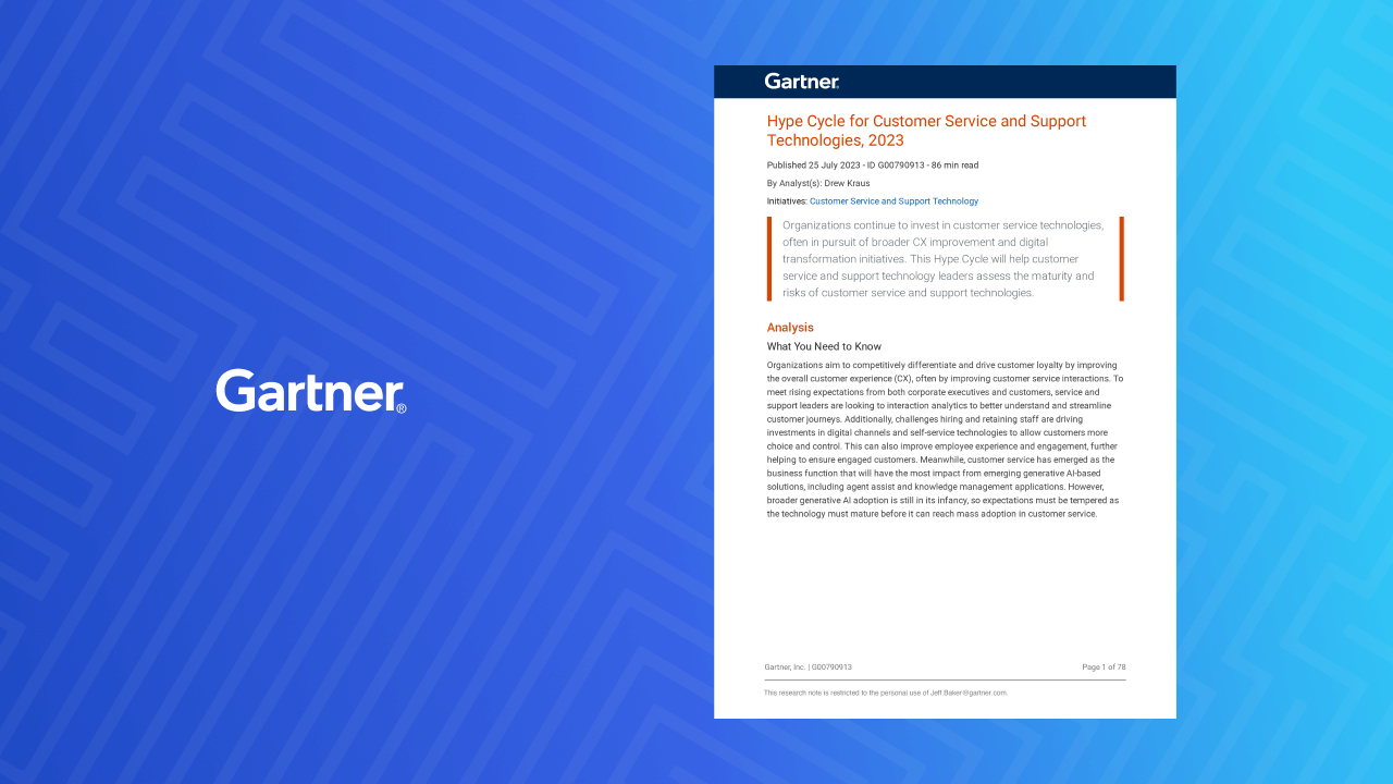 Gartner Hype Cycle report on digital customer service solutions and other digital customer support tools