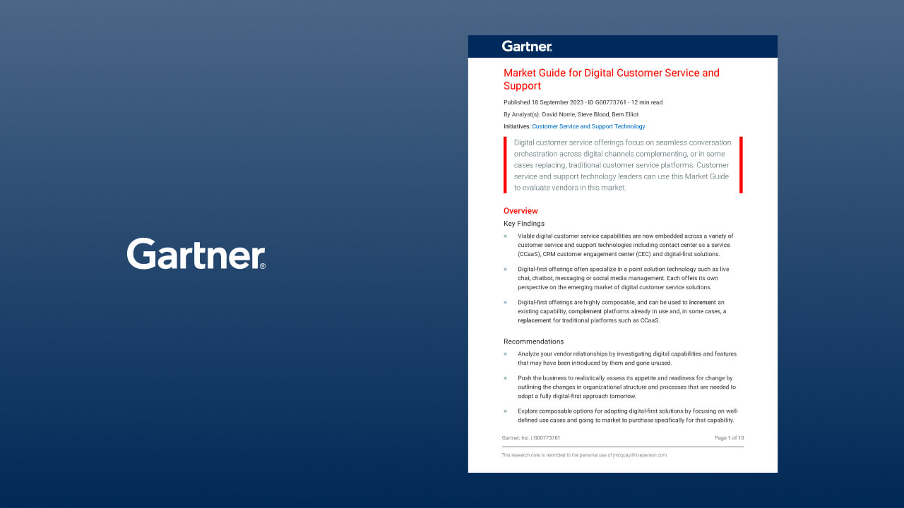 cover of the 2023 Gartner Market Guide for digital customer service and support