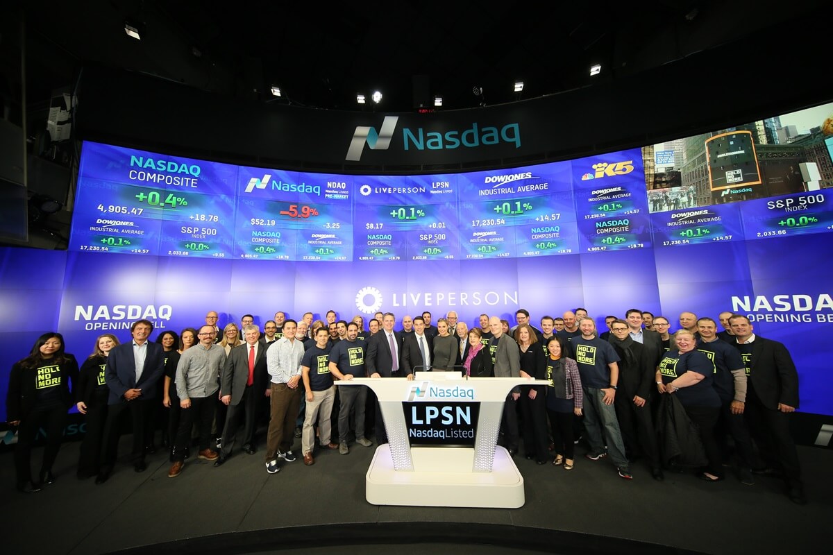 LivePErson employees gathered for the public opening