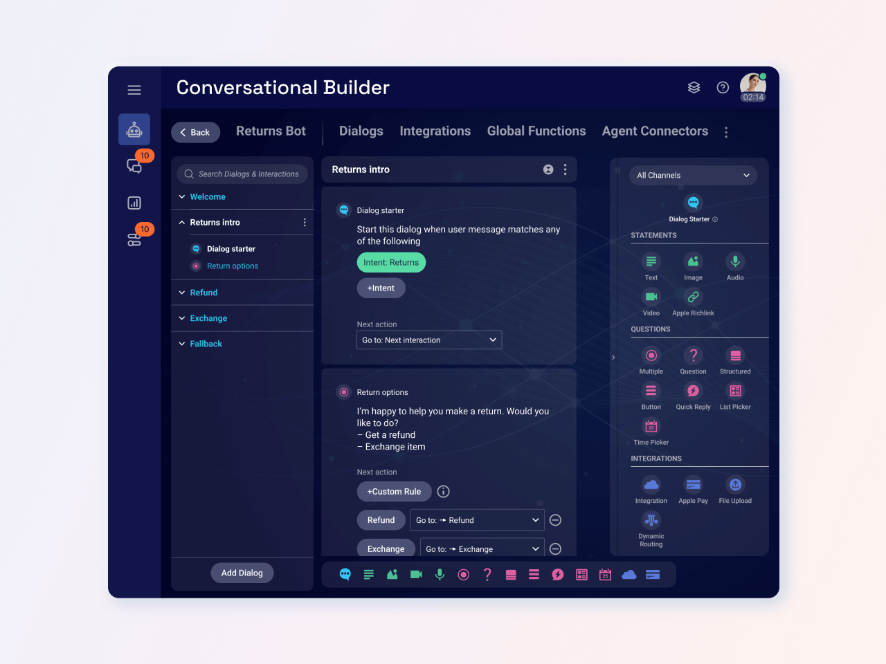 Conversational Cloud screenshot, showing how our conversation intelligence software works in concert with the agent workspace