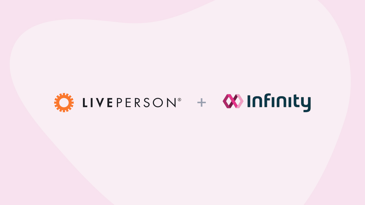 logo lockup indicating the LivePerson + Infinity partnership for more personalized digital experiences