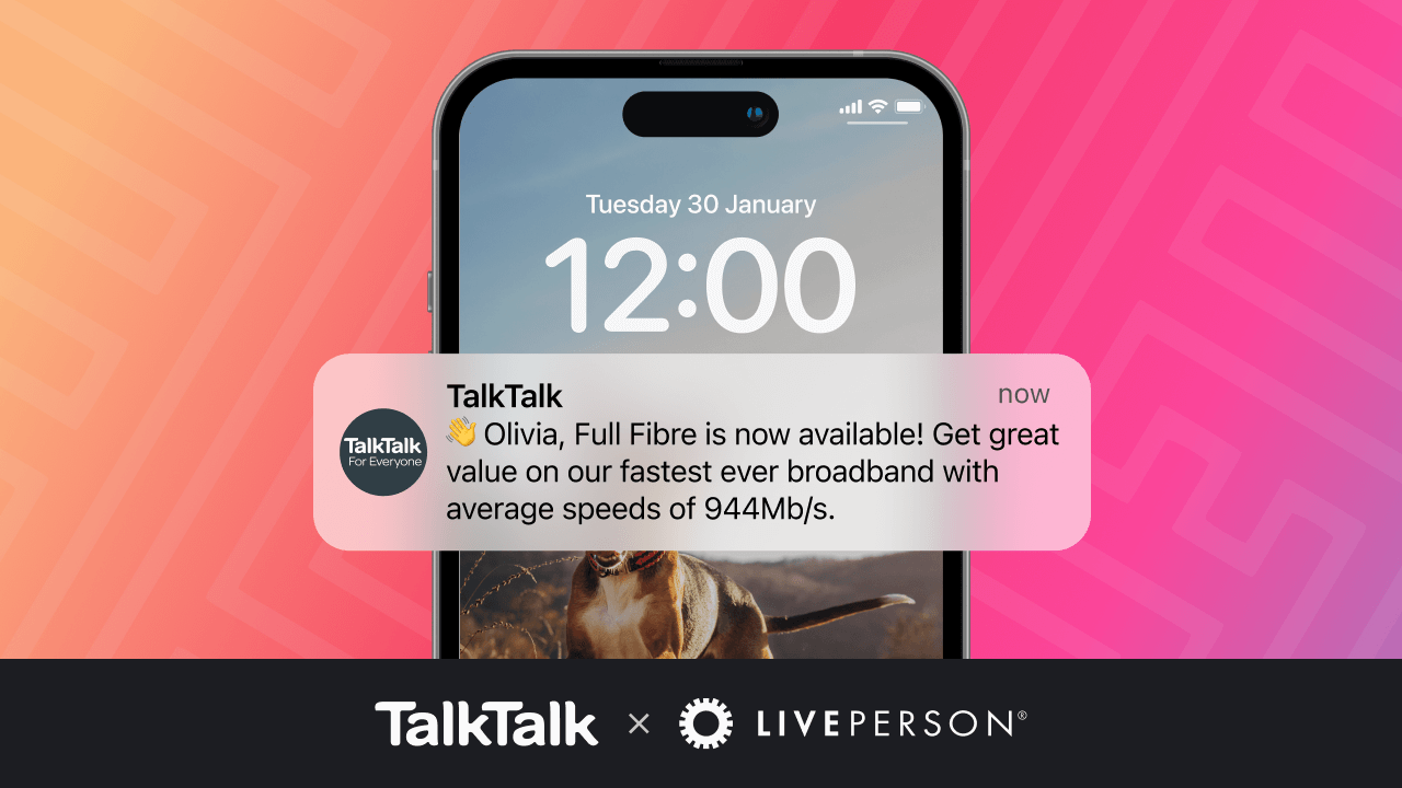 Example message with a TalkTalk customer, representing their digital disruption story in the telecom sector