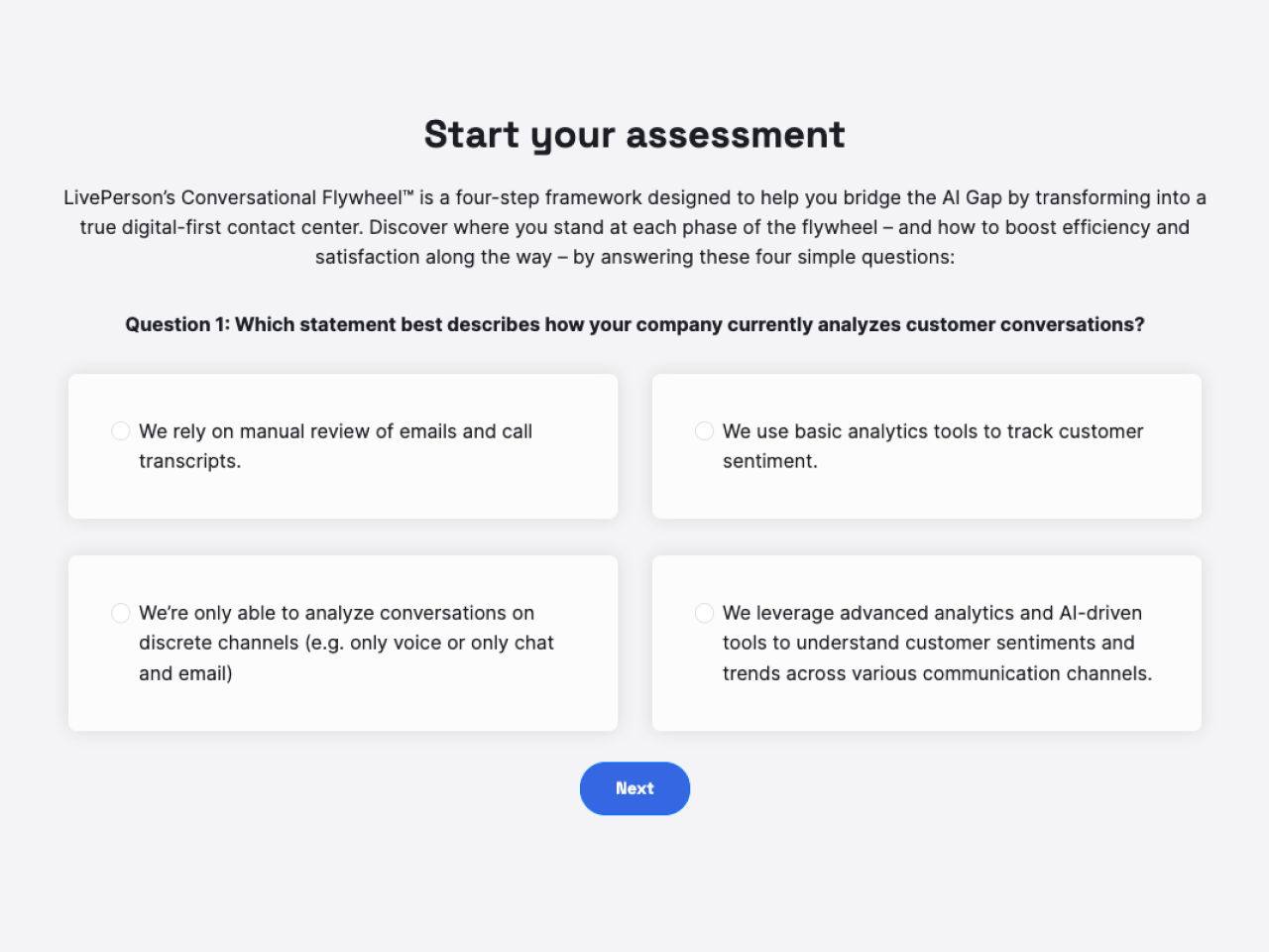 First question from LivePerson's conversational AI maturity model