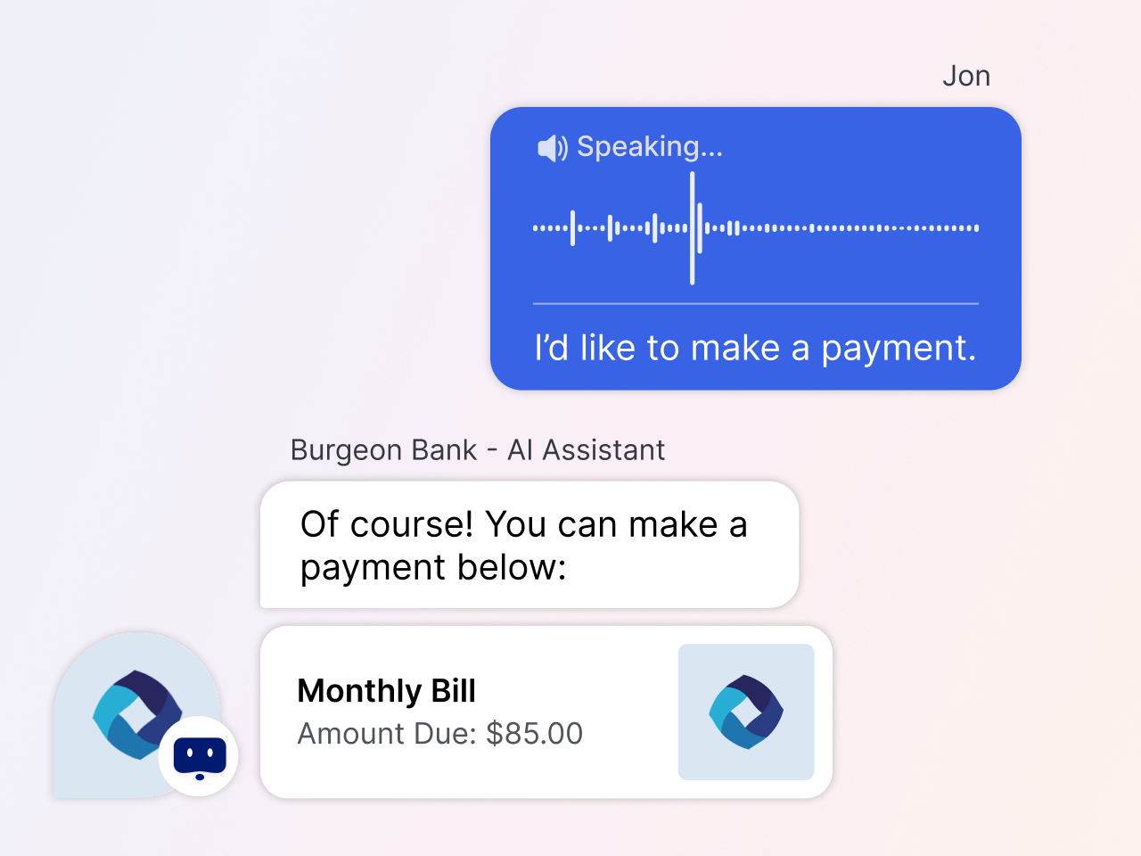voice bots recognizing spoken request and responding with payment instructions, helping earn more satisfied customers