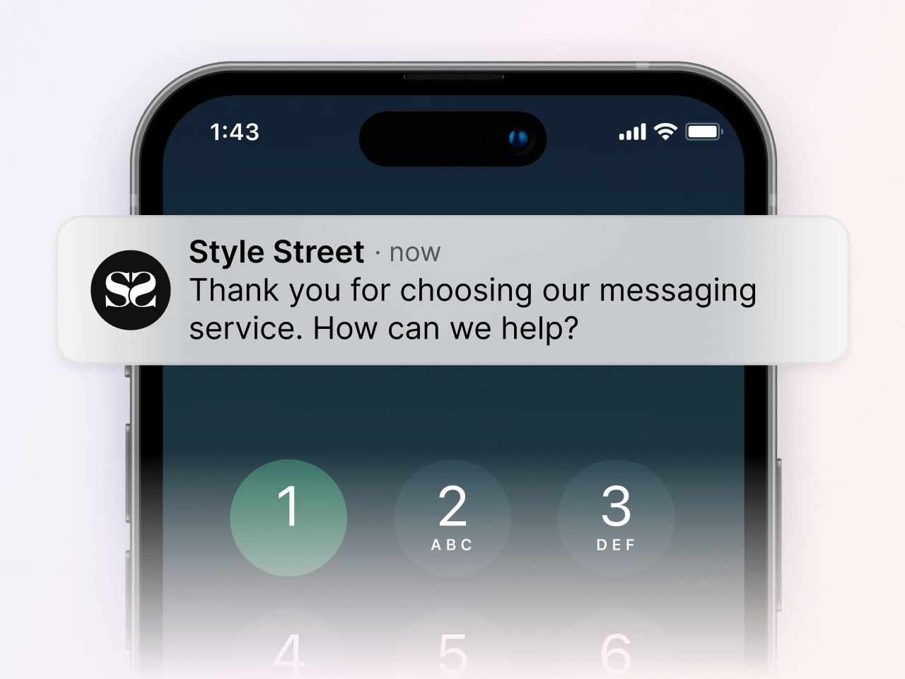 Text notification after a customer chooses to shift from voice to messaging without interactive voice response, creating a more seamless customer experience