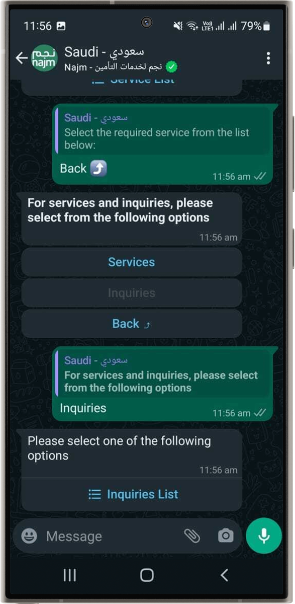 Whatsapp messaging example of the more automated self-service available throughout the customer journey