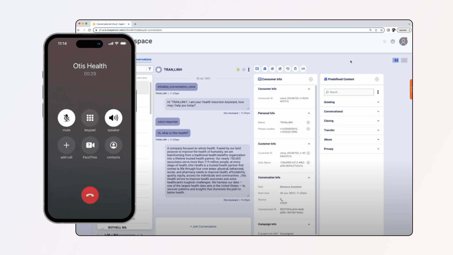 voice automation example with LivePerson technology