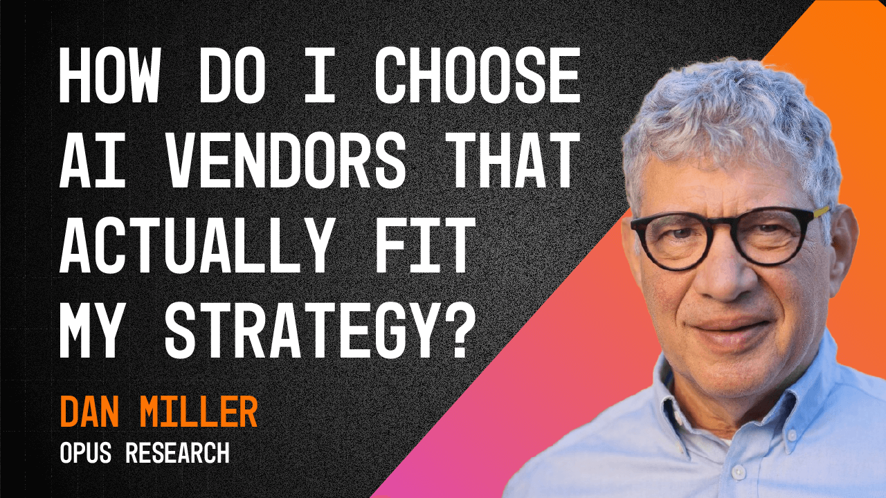 Choosing AI vendors podcast cover with Dan Miller