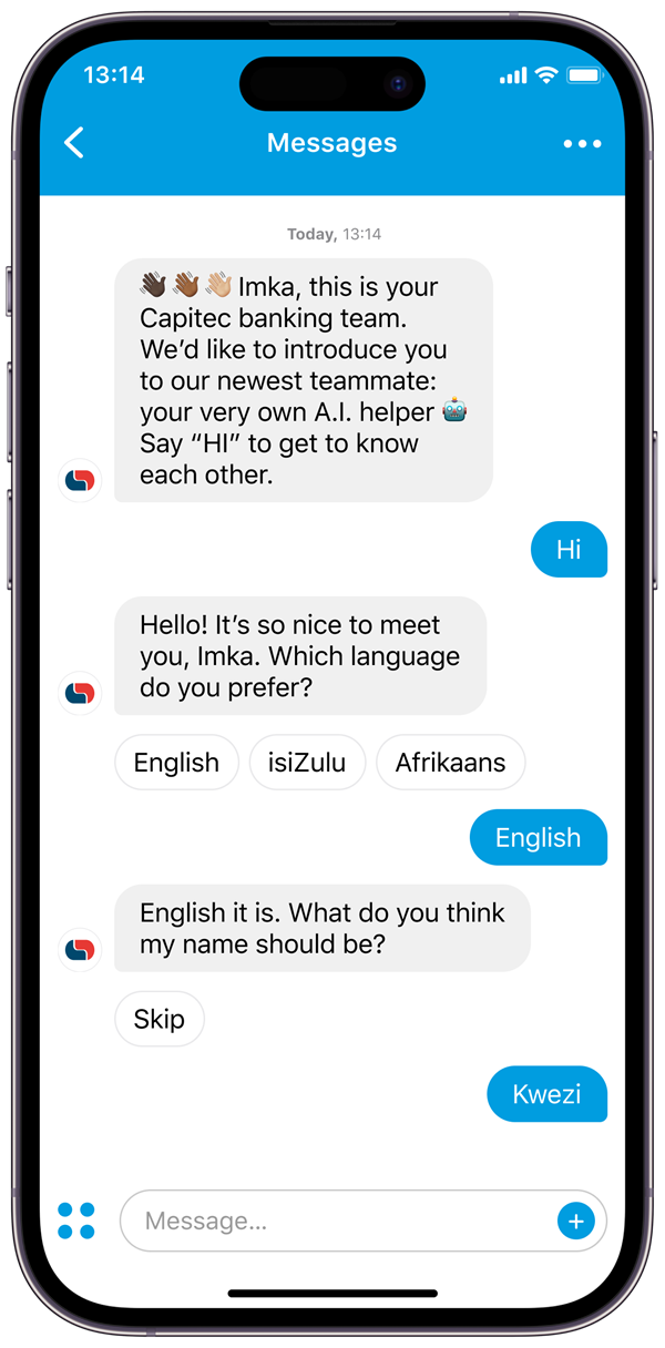 conversational ai in banking chatbot responding to a customer