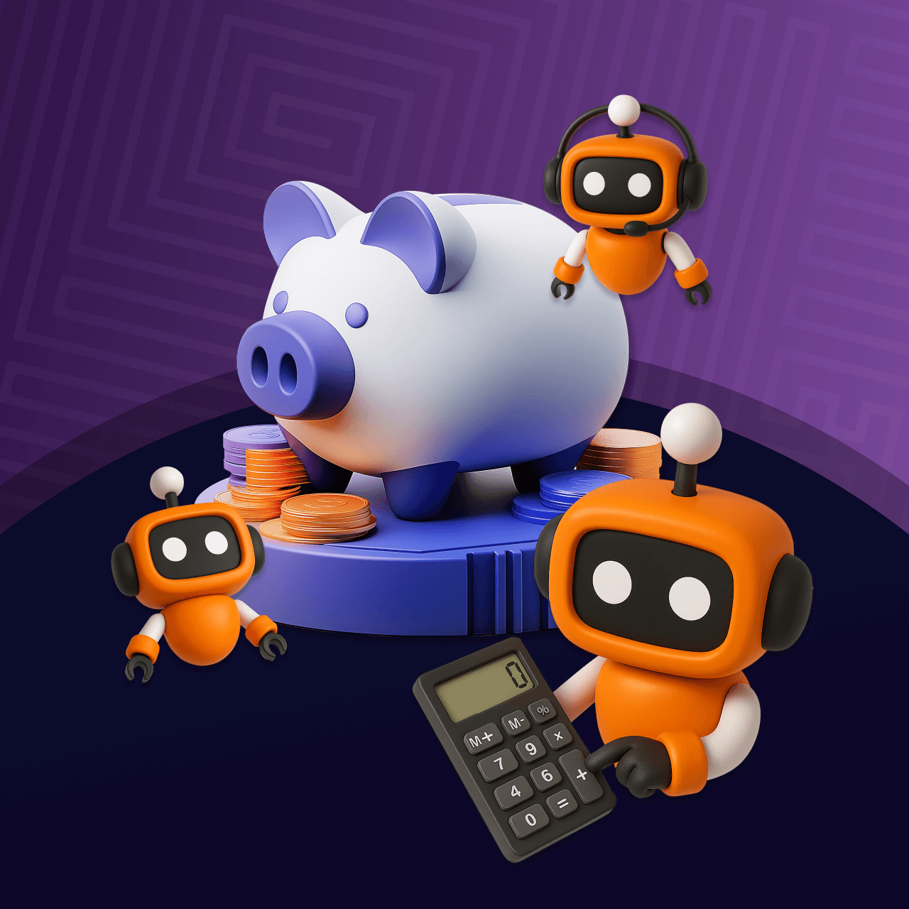 bots on piggy banks to illustrate meeting customer expectations with conversational banking examples on multiple channels