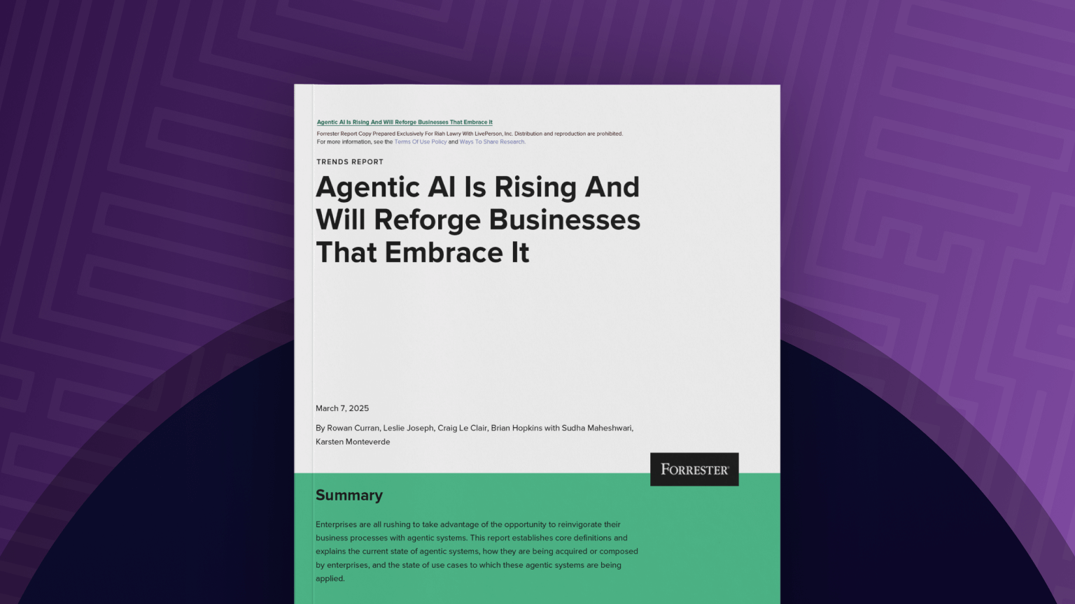 cover of Forrester's agentic AI framework report