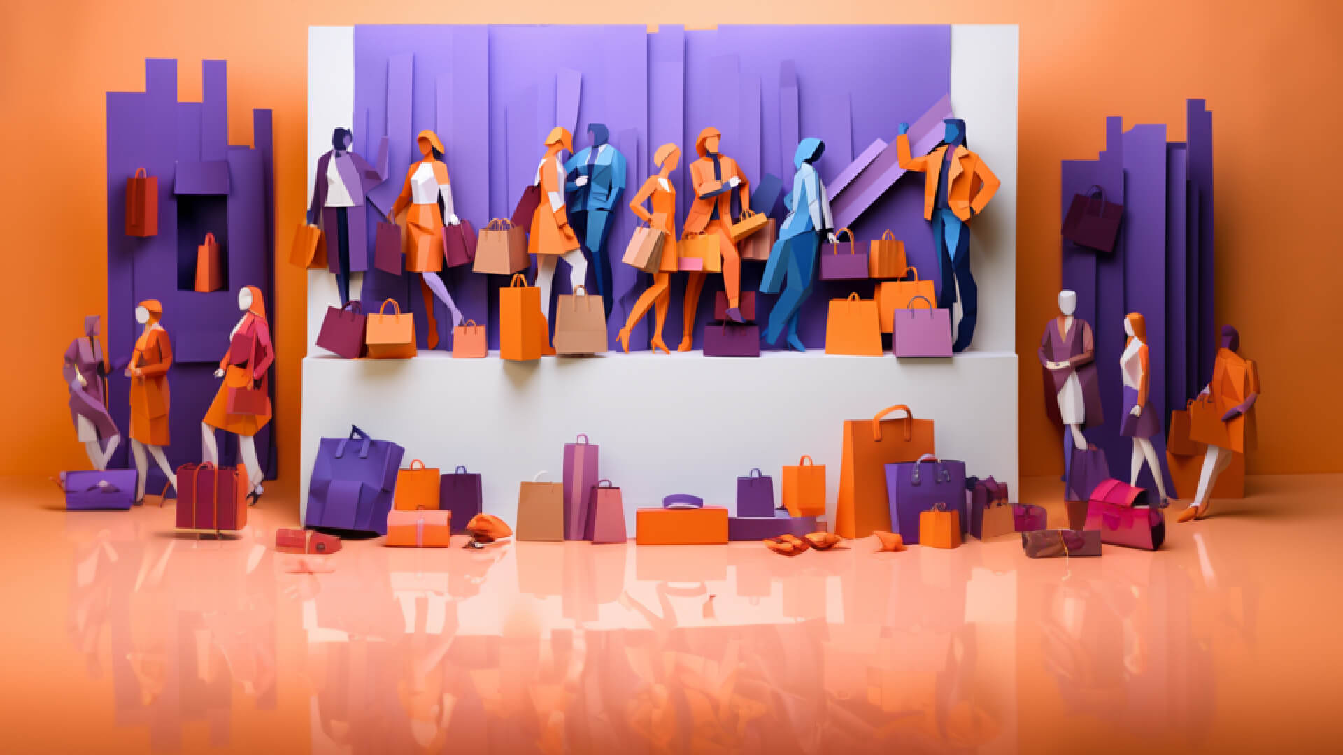 illustration of chaotic shopping, emphasizing need for retail digital transformation