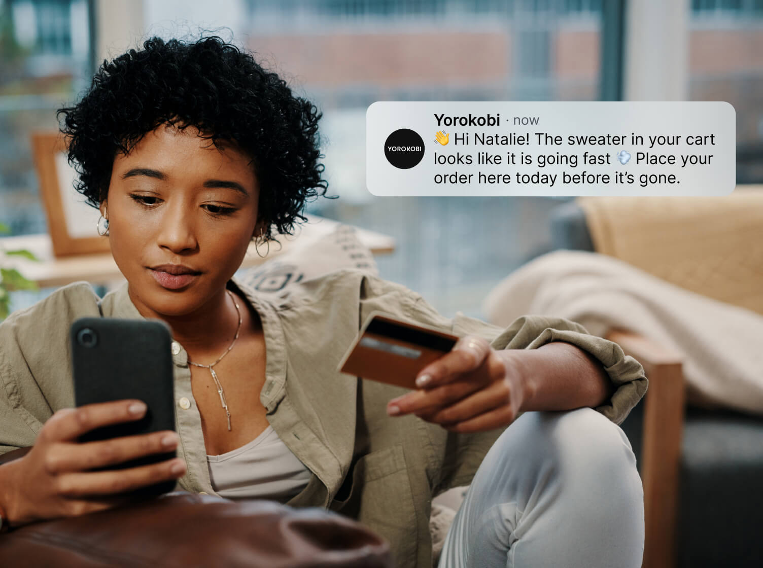 woman purchasing via conversational commerce platform